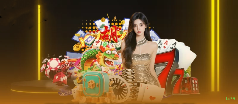 Imagem promocional do cassino online da ta99 mostrando jogos ao vivo